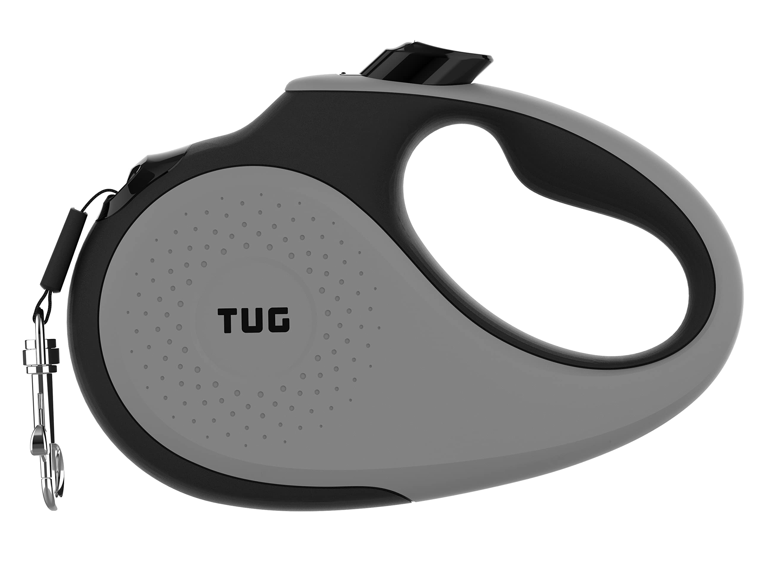 TUG 360° Tangle-Free Retractable Dog Lead for Up to 50 kg Dogs | 5 m Strong Nylon Tape | One-Handed Brake, Pause, Lock (Large, Grey)