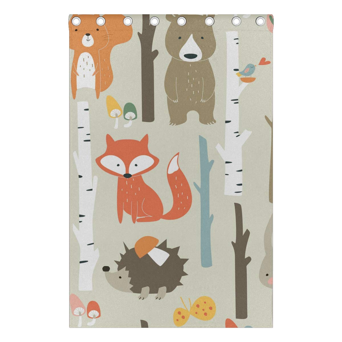 ISAOA Birch Forest Animals Fox Rabbit Window Curtains for for Livingroom Bedroom Kids Room,84x55 Inches,2 Panels Eyelet Blackout Curtains