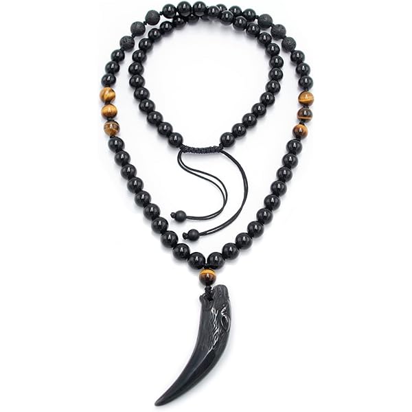 Emf Blocker COAI Raven Obsidian Stone Pendant Necklace For Men