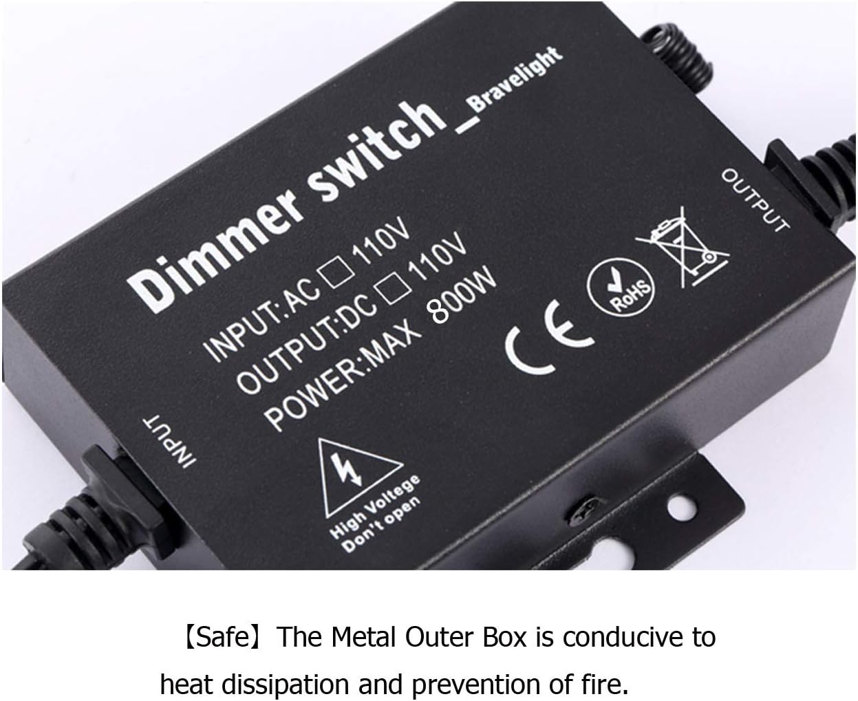 Outdoor Dimmer Switch Plug-in Dimmer Switch for String Lights, Max 800W Bulbs Dimmer Switch with 10 Ft Extension Cord 3 Prong 100 Ft Wireless Remote Control, Timer Function - - 