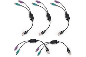 5pcs PS/2 to USB Adapter, 11.34 Inch/28.8cm Length Dual PS/2 Keyboard & Mouse to USB Converter Adapter Cable Computers Access