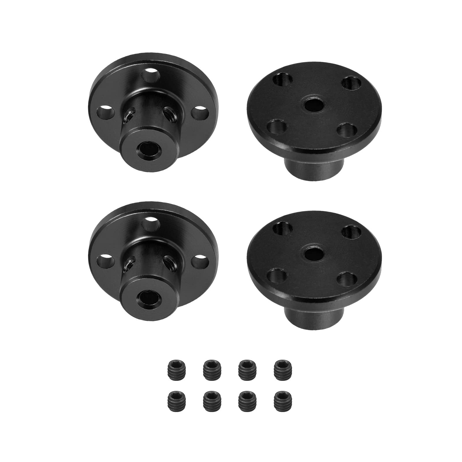 DMiotech 4 Pack 4mm Inner Dia H13xD10 Flange Coupling Connector Rigid Guide Shaft Support Coupler Shaft Coupling with Screws for DIY RC Model Motors Black
