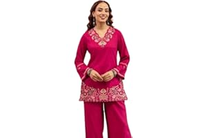 Women's Cotton Floral Printed or Embroidery work Indian 2 piece set Cord Set, Comfort Wear Set, (Multicolor, M to 3XL)