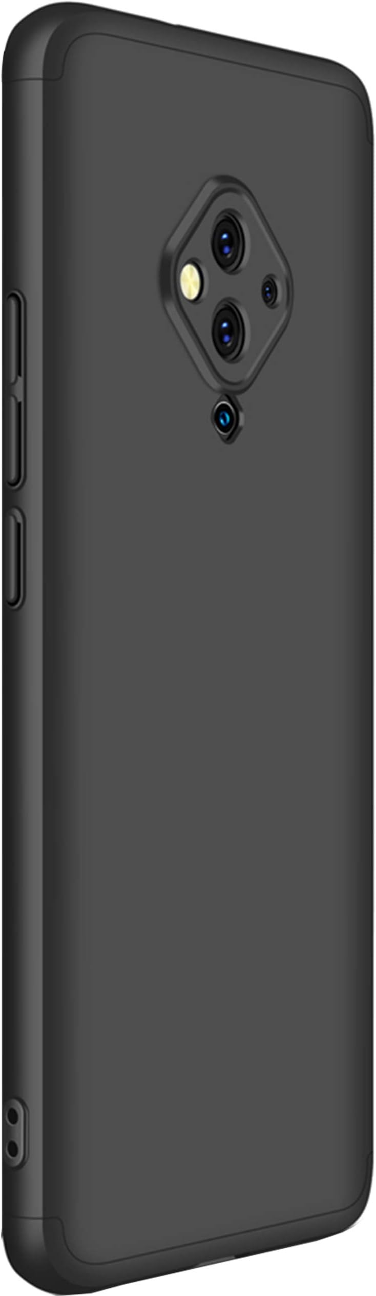 XINFENGDI Vivo S1 Pro Case(3 in 1),Ultra-Slim Shockproof Anti-Fingerprint PC Bumper with Tempered Glass Film Phone Case for Vivo S1 Pro - Black