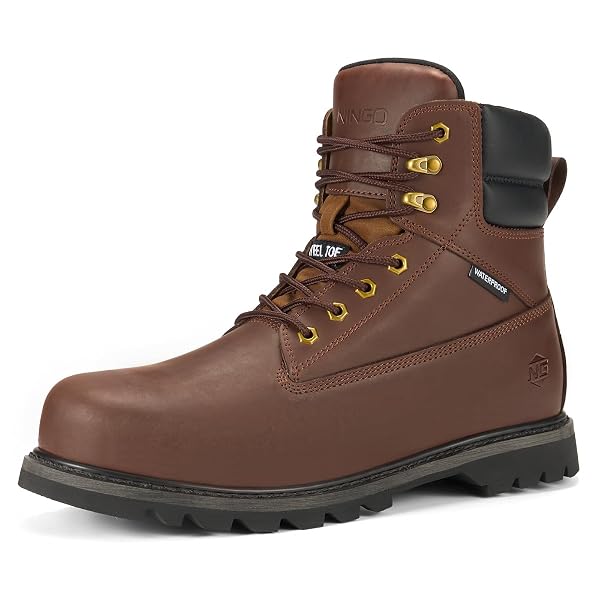 NINGO WATERPROOF STEEL TOE WORK BOOTS FOR MEN,...