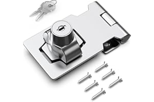 I-EASYDWW Keyed Hasp Locks, Cabinet Locks, Twist Knob Keyed Locking Hasp for Cabinet Small Door, Zinc Alloy with Iron Chrome Plating, with Keys and Screws, Silver, 2.5 Inches