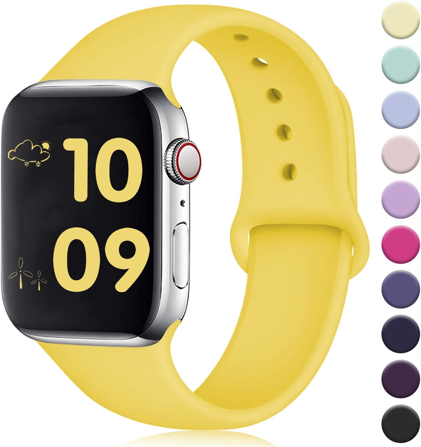 DaQin Bands Compatible with Apple Watch Band 38mm 40mm 42mm 44mm, Soft Silicone Sport Replacement Wristbands Strap for iWatch Series 5 Series 4, Series 3/2/1