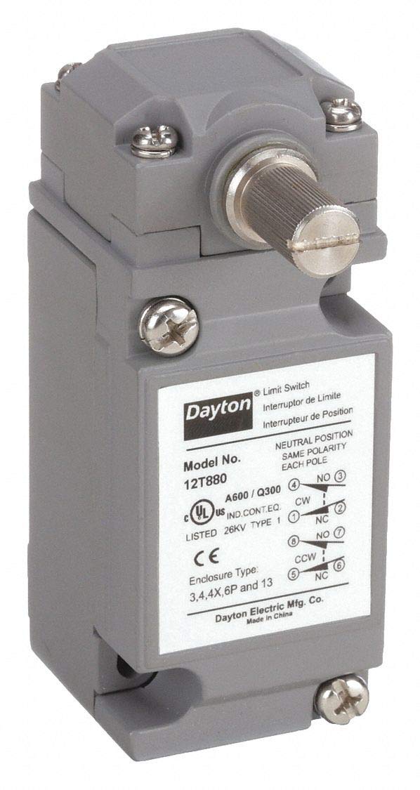 Dayton 12T880 Limit Switch, DPDT, CW and CCW, Rotary Head Motion