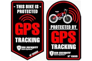 H&S (2Pcs) Warning GPS Tracking Sticker | Tracker Alarm | car - Bike - Motorcycle Protected Bumper Sticker 3 in x 3.5 in (Bla