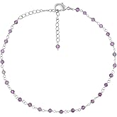 CRYSTALINES Natural Black Spinel Gemstones Beads Rosary Anklet, Silver Plated Anklet, Handmade Anklets, Rosary Chain, Ankle Bracelet, Birthday Women Gift, 9+1.50"