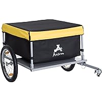 Aosom Bicycle Trailer Bike Cargo Trailer Garden Utility Cart Tool Carrier with Removable Cover, Yellow
