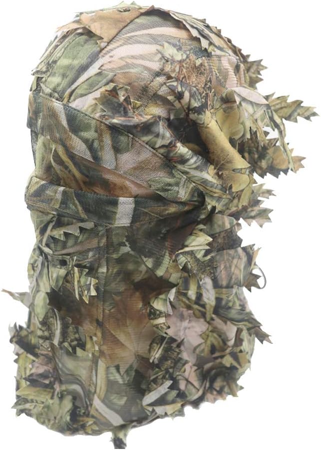 EAmber Ghillie Camouflage Leafy Hat 3D Full Face Mask Headwear Turkey Realtree Camo Hunter Hunting Accessories (Reed Forest) : Sports & Outdoors