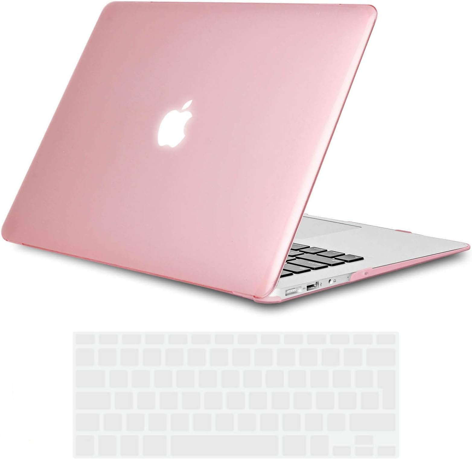 TECOOLCase compatible with old MacBook Air 13 inch 2010-2017 (A1466 A1369), Plastic Snap On Hard Shell Cover & UK EU Keyboard Protector, Crystal Fuchsia (Glossy)
