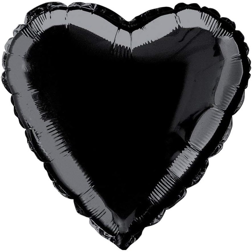 Solid Black Heart Foil Balloon (45cm) 1 Count - Stunning and Romantic Love Celebration Decoration, 18"
