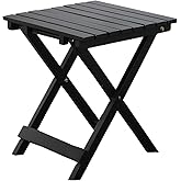 BplusZ Outdoor Small Table Square Folding Wooden Patio Side Table Furniture Table for Adirondack Chair, Balcony, Porch, No Assembly Required, Black