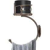 Antique Bronze Hand Towel Holder for Bathroom Wall, Metal Sturdy Wall-Mounted Towel Hook with Rustic Candle Holder, Rustproof