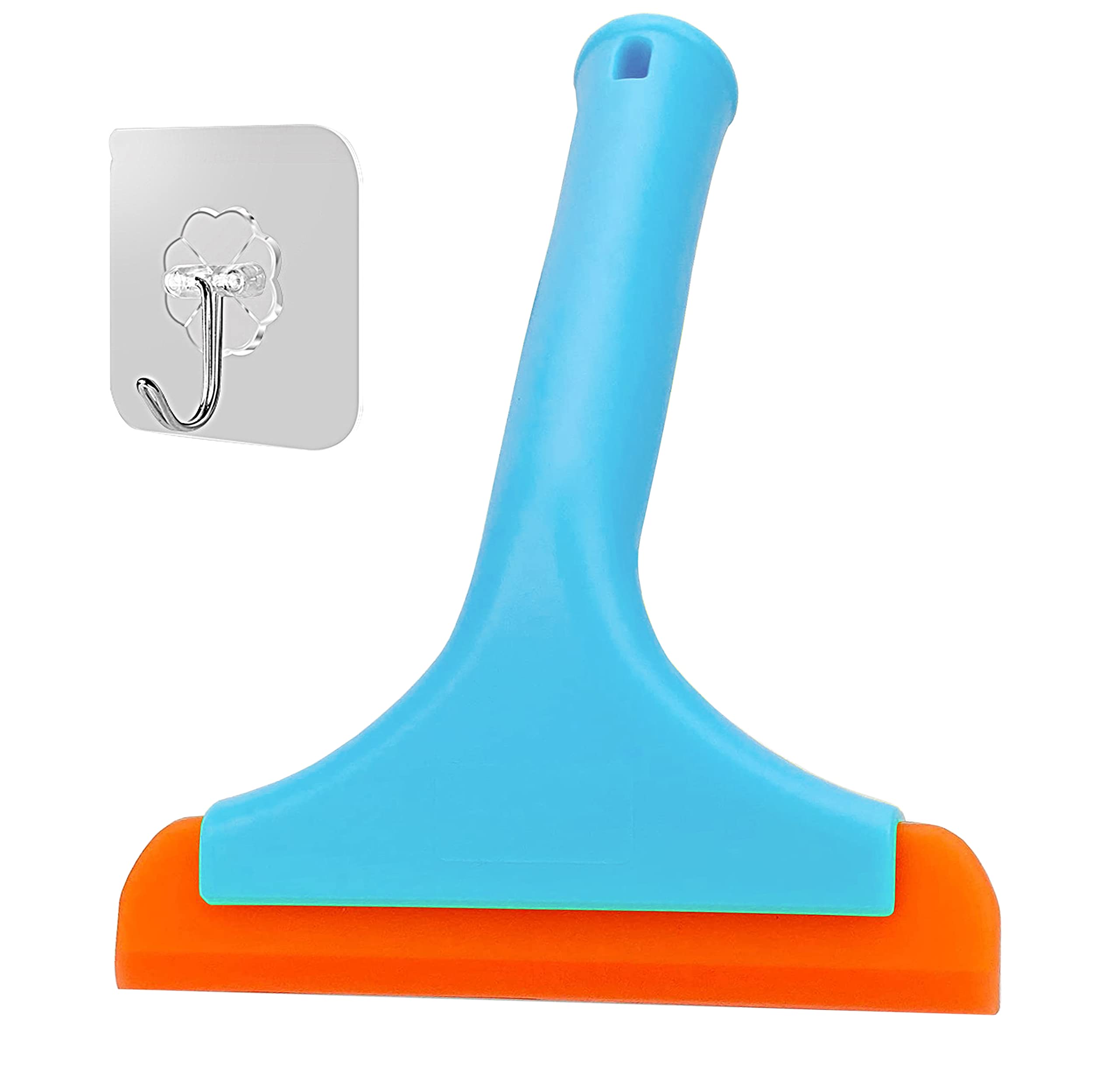 LinYesh Flexible Shower Squeegee with Hook, Car Squeegee with 7.5in Long Handle, Silicone Squeegee for Glass, Window, Shower Door, Bathroom Glass, Car Windshield