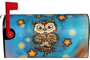FATTTYCY Cute Owl Mailbox Covers Magnetic Large Size 25.5" X 21" Bird Mailbox Cover Decorations Wrap