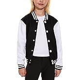 Kids Baseball Jacket School Varsity Uniform Casual Sweatshirt Girls Sweater Jacket Baseball Solid Color