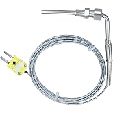 Type K Exhaust Temperature thermocouple Probe 1/8 inch NPT | 76 inch Cable | Exhaust temperature sensor range -50&deg;F to 2000&deg;F | Suitable for turbocharger and marine performance tuning applications
