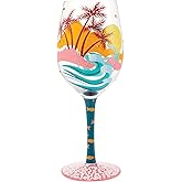 Enesco Lolita Designs Tropical Getaway Hand-Painted Artisan Wine Glass, 15 Ounce, Multicolor