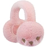 POMIJIAN Kids Winter Ear Muffs Fuzzy Foldable Earmuffs Girls Soft Fluffy Ear Warmer Boys Toddler Cute Ear Cover for Cold