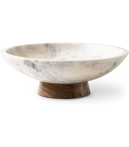 Amazon.com: Khan Imports Large White Marble Fruit Bowl, Decorative