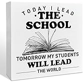 Principal Gifts for Women Men, Principal Birthday Christmas Teacher's Day Gifts, Back to School Principal Gifts, Principal Thank You Appreciation Gifts Retirement, I Lead The School, Wooden Box Sign