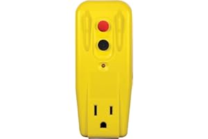 Tower Manufacturing 30439005 Auto-Reset 15 AMP Grounded 3-Prong GFCI Single Outlet Adapter, Yellow