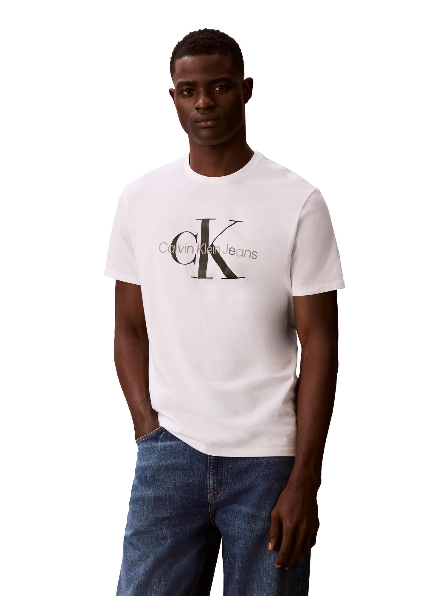 Calvin Klein Men's Monogram Logo Crewneck T-Shirt Bright White Image