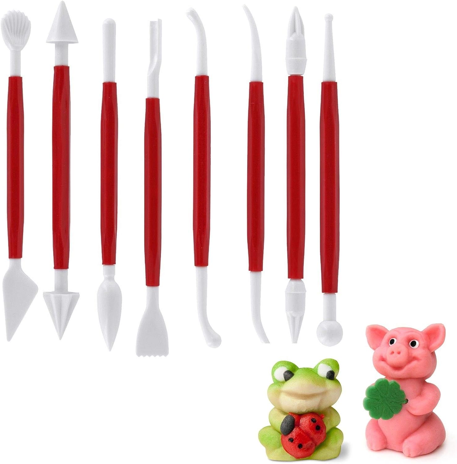 Westmark Modellierset für Fondant und Marzipan, 8-tlg., Kunststoff, Rot/Weiß, 30362280