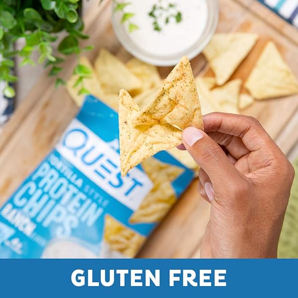 QUEST NUTRITION TORTILLA STYLE PROTEIN CHIPS, RANCH, BAKED, 19G PROTEIN, 4G NET CARB, LOW CARB, GLUTEN FREE, 1.1 OUNCE (PACK OF 12)