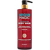 Argan Magic Exfoliating Body Wash - Exfoliates Cleanses Nourishes & Hydrates to Soften Skin - With Lactic Acid, Glycolic Acid, & Argan Oil | Gentle & Paraben Free (32 oz)