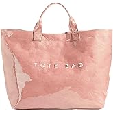 Lushandy PVC Tote Bag Women's Plastic Tote Purse Large Letters Print Hobo Handbag for Work, Beach, Gift