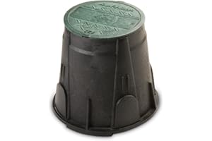 Rain Bird VBRND7 Round Sprinkler Valve Box, Black with Green Lid, 7" High
