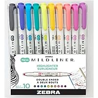 Zebra Pen Mildliner Double-Ended Highlighter Set, Broad and Fine Point Tips, Assorted Ink Planner Colors, 10-Pack (78001)