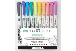 Zebra Pen Mildliner Double-Ended Highlighter Set, Broad and Fine Point Tips, Assorted Ink Planner Colors, 10-Pack (78001)