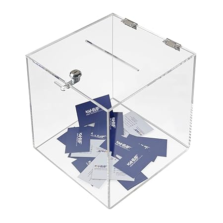 HMF 46917 Spendenbox, Würfel Aktionsbox, Losbox, 25,0 x 25,0 x 25,0 cm