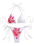 SEGT Women's 2 Piece Floral Print Halter Neck Tie