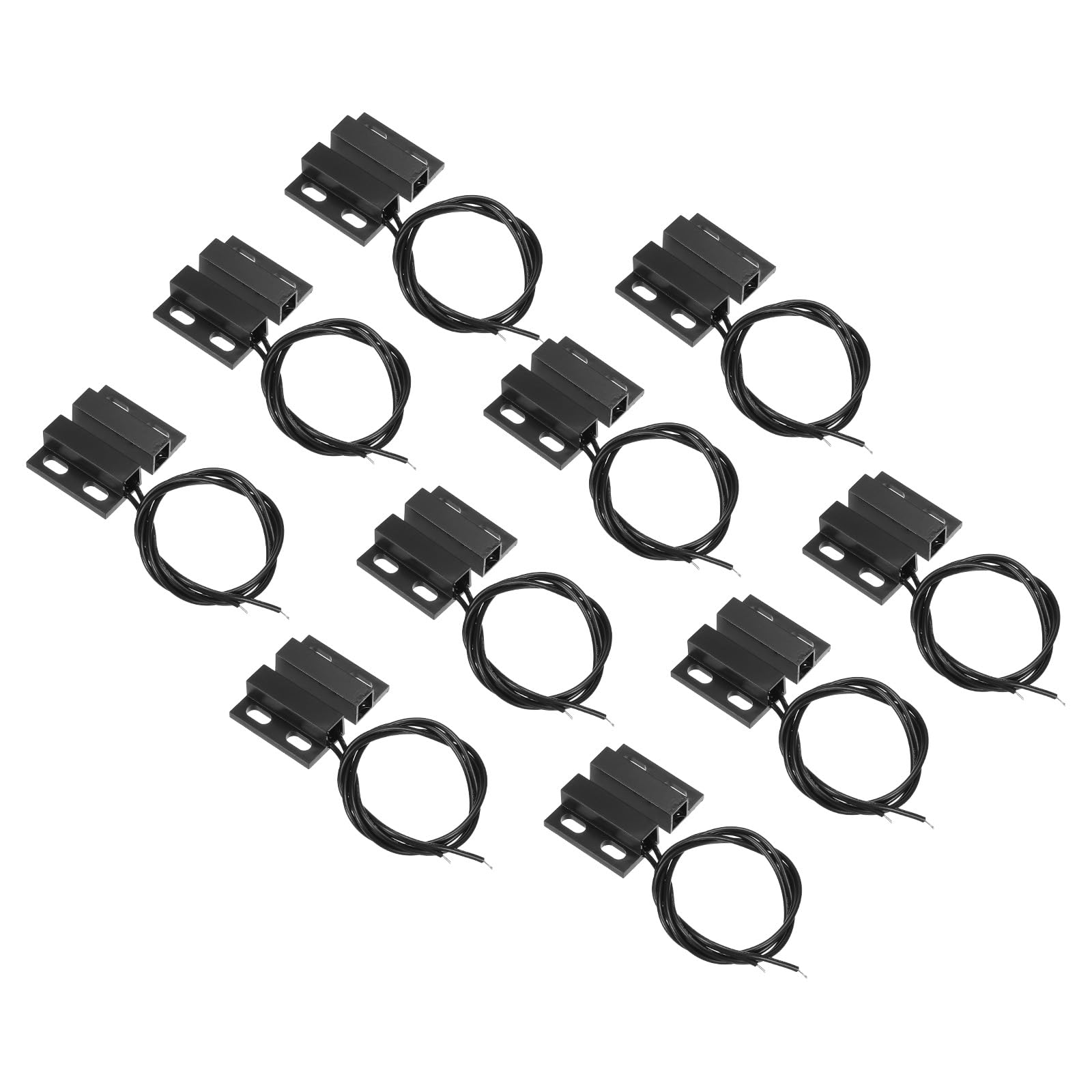 PATIKIL Magnetic Reed Switch, 10 Pack NC Wired Surface-Mounted Magnetic Contact Switch for Door Window, Black
