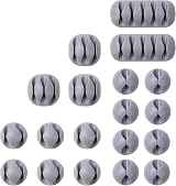 URAQT Cable Clips Holders 20 Pcs Silicone Desk Cable Management Grey
