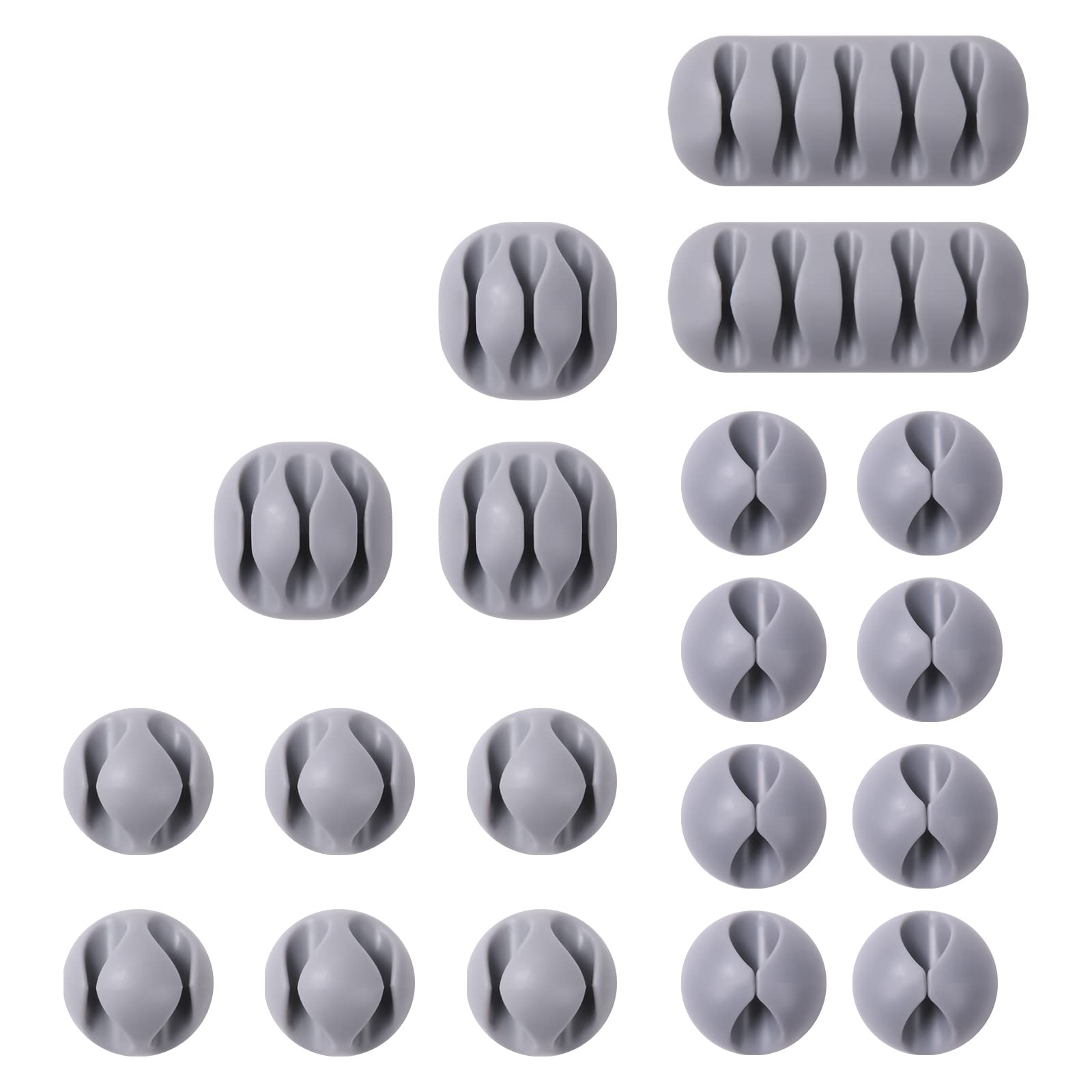 URAQT Cable Clips Holders, 20 Pcs Cable Tidy Clips Management, Desktop Cord Holder, Charging Cord Cable Management for Home, Office, Car and Desk, Grey
