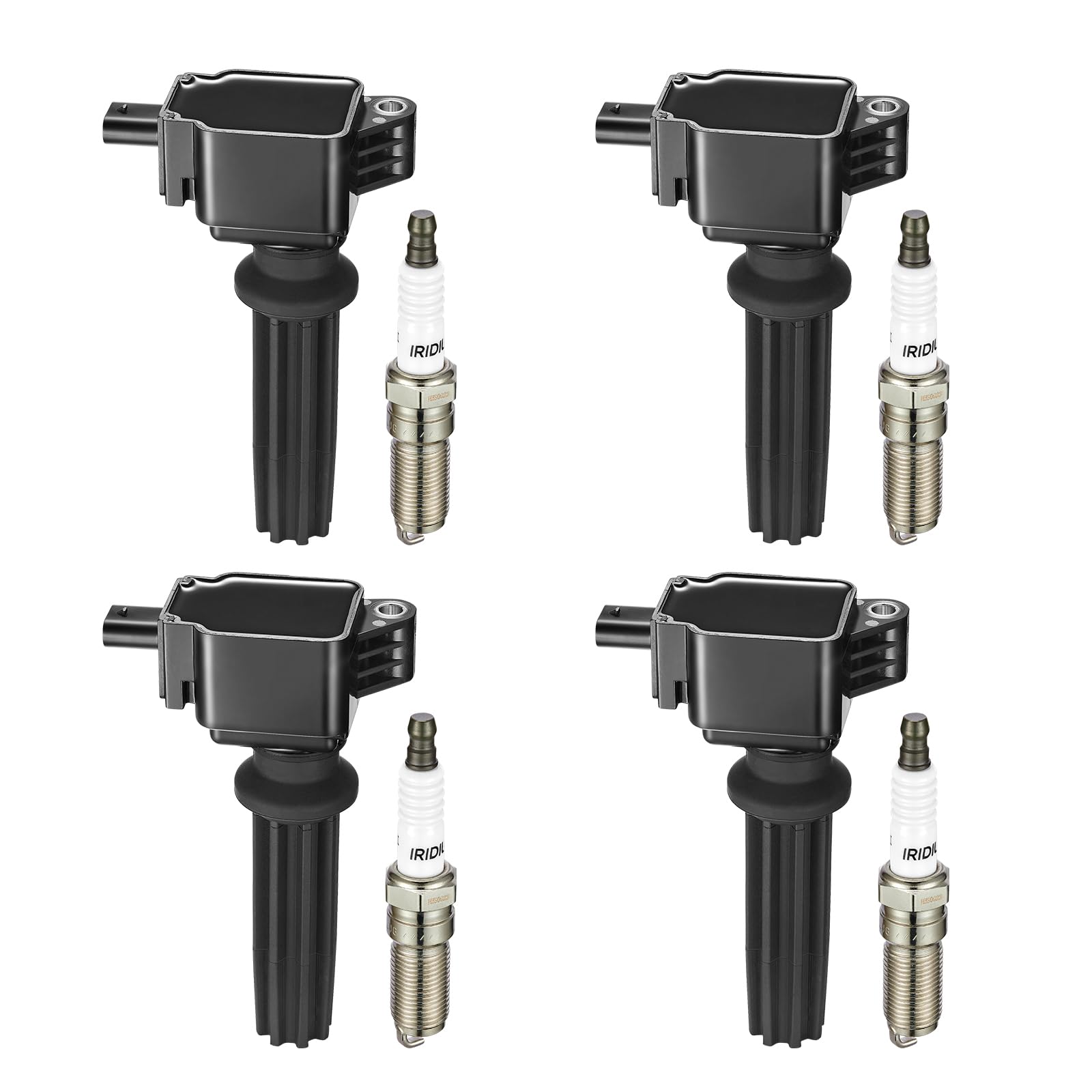 BDFHYK Ignition Coil Pack UF670 and Iridium Spark Plugs LTR6BHX Compatible with Ford Edge Escape Explorer Focus Fusion Mustang Lincoln MKC MKT MKZ Jaguar XF Land Rover LR2 2.0L 2.3L L4 EV Set of 4