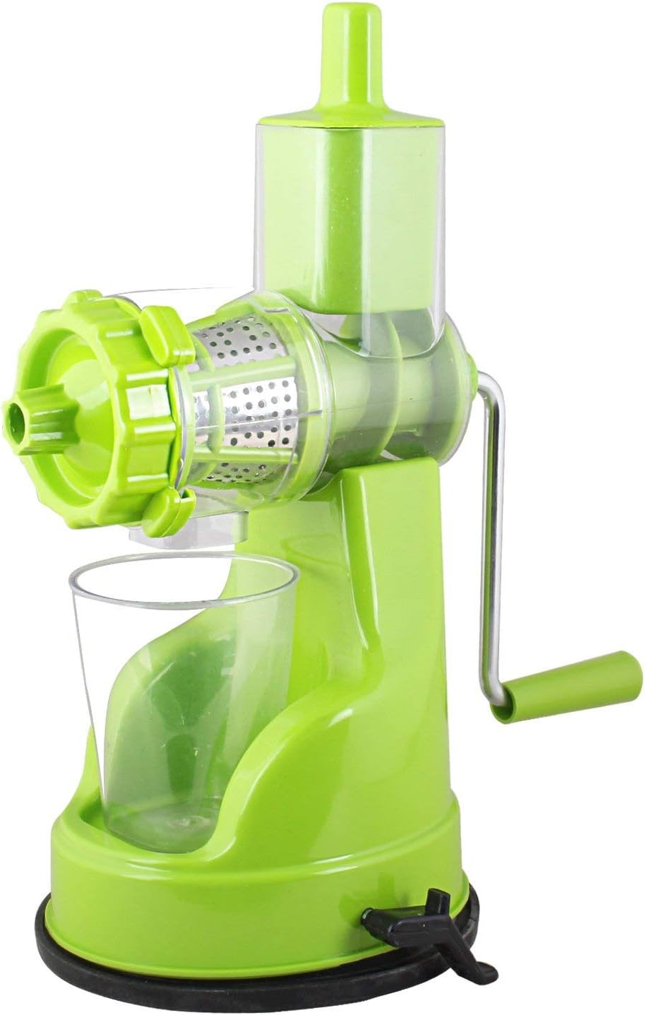 Qualimate Hand Juicer for Fruits and Vegetables with Steel Handle Vacuum Locking System (Green)