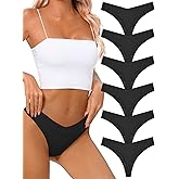 tichers Seamless Thongs for Women No Show Thong V-waisted Stretch Breathable Sexy Panties Underwear 6 Pack