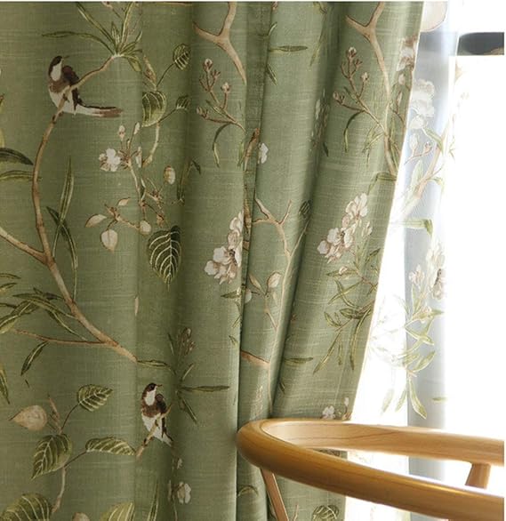 amazon-pureaqu-birds-floral-pattern-curtain-panels-grommet-top