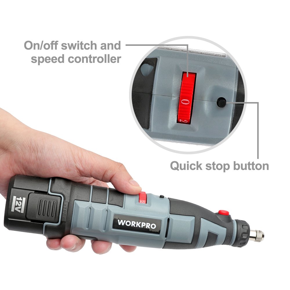 WORKPRO Cordless Rotary Tool Kit Variable Speed 12V LiIon Battery