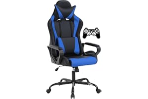 BSTOPHKL Gaming Chair, Computer Racing Chair Ergonomic Office Chair Video Game Chairs for Adult Kids Teen Height Adjustable Reclining Chair with Lumbar Support Armrest Headrest Swivel Chair Game Chair, Blue