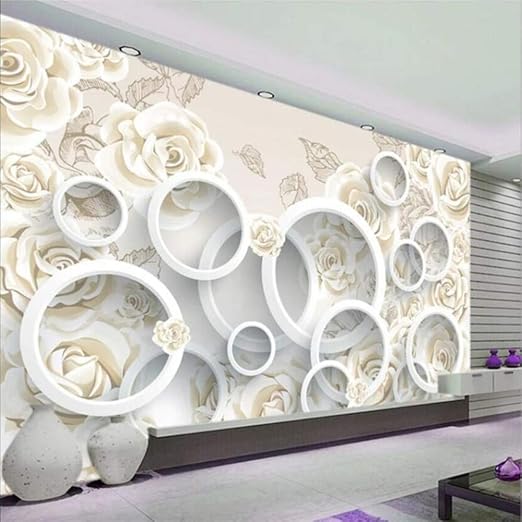 Wandbild 3d Wohnzimmer Schlafzimmer Tapete Wandbild Kreis Rosa Weiss Fernsehraum Hintergrund 335 Cm B X 240 Cm H Amazon De Baumarkt