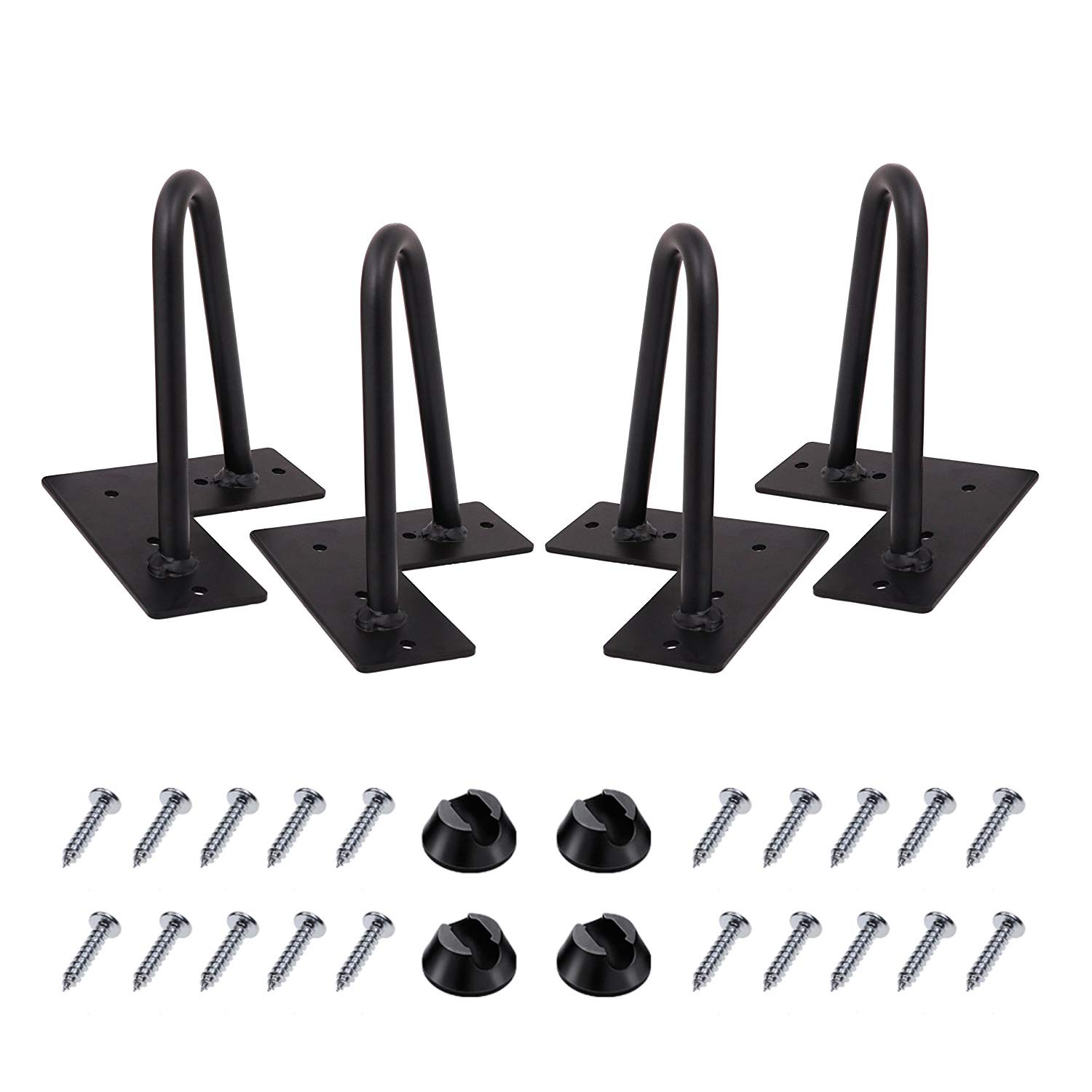 MSOBAIW Hairpin Legs 8 inch Set of 4, DIY Furniture Metal Table Legs Perfect for Cabinet, Wardrobe, TV Cabinets, Drawers, Nightstand, 3/8" Diameter Satin Black Two-Rod Mid Century Modern Style